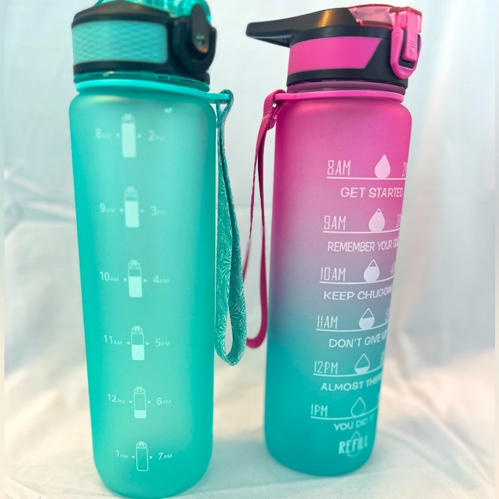 Two motivational water bottles